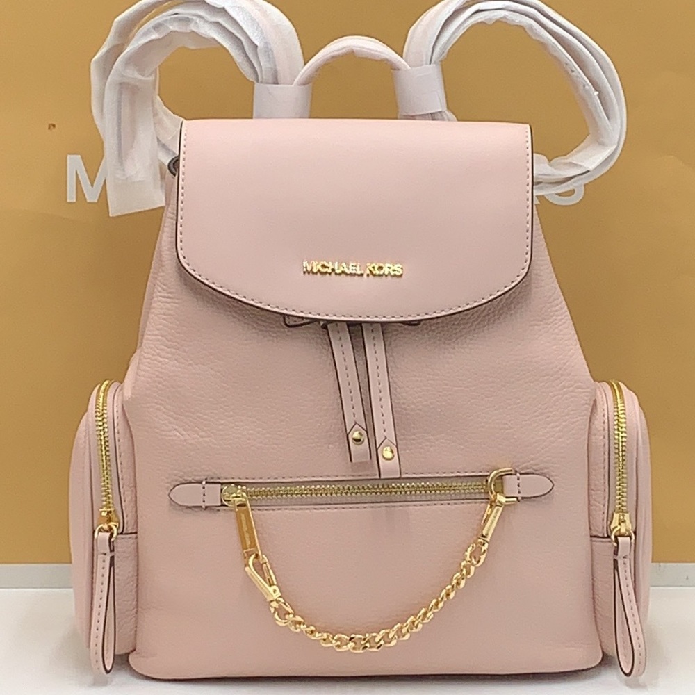 MICHAEL KORS 
Jet Set Medium Pebbled Leather Backpack POWDER BLUSH COLOR - Picture 7 of 16